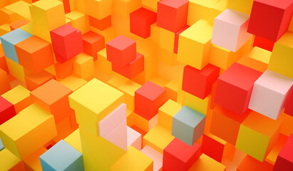 abstract 3d icons of colorful polygons, squares and cubes with reflection