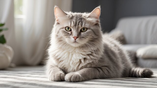 a cute cat in A modern twist on traditional knitting techniques, these poufs add a touch of texture and warmth to the clean lines of a Scandinavian living room, creating a cozy and inviting space