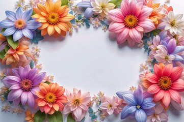 Naklejka na ściany i meble Colorful flower frame cute illustration