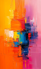 Abstract background: multicolored strokes of paint on a canvas.