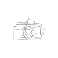 Camera continuous one line drawing  outline vector illustration