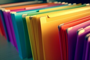 colorful documents organized in folders. Generative AI