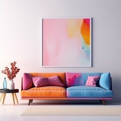 modern living room with sofa and colorful painting