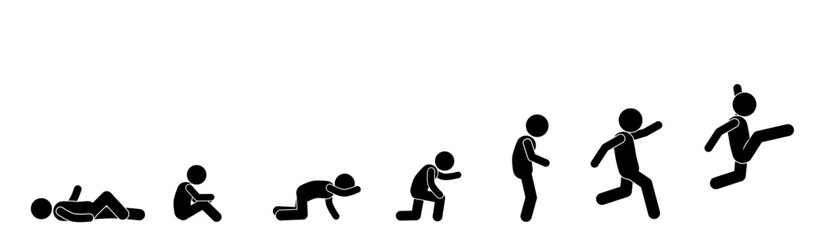 stick figure set, pictogram, stickman. never give up
