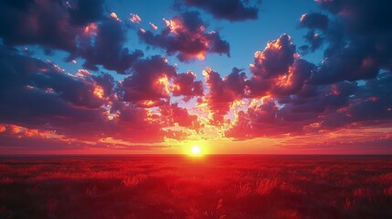 the evening sky is filled with Altocumulus clouds, adding dramatic colors to the beautiful sunset view.