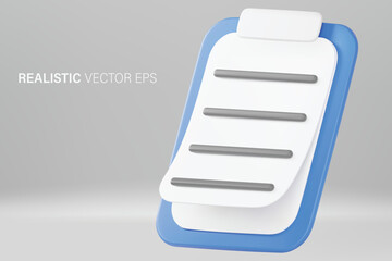 3D Vector document check list icon management, Todo list.