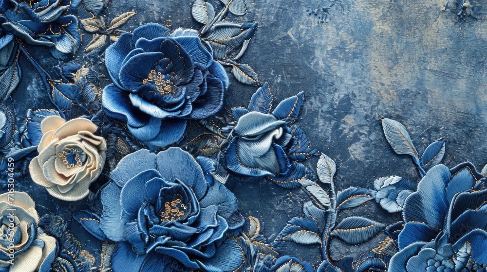 Poster a close-up view of a bunch of blue flowers. this image can be used to add a touch of natural beauty 