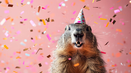 Greeting Card and Banner For Groundhog Day Background Design - obrazy, fototapety, plakaty