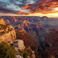 Grand Canyon at Sunset: Majestic Cliffs and Earthy Colors