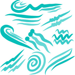 Wind icon set. Air breath illustration symbol. Sign flow wind vector desing