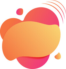 vector abstract fluid liquid elements with gradient neon colors, offer, speech bubble, orange, pink