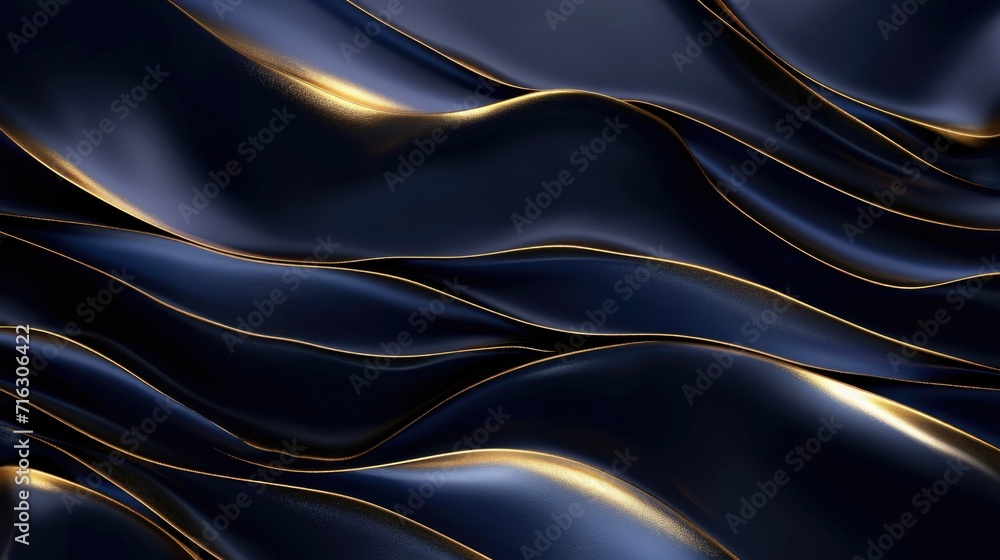Poster a black and gold abstract background with waves. perfect for adding a touch of elegance and sophisti