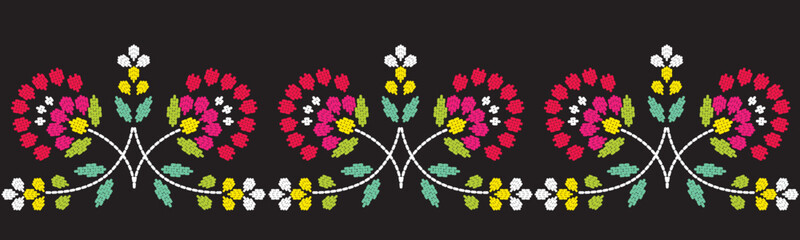Motif ethnic pattern handmade border beautiful art. Ethnic leaf floral background art. folk embroidery  Mexican, Peruvian, Indian, Asia, Turkey Uzbek style. Embroidery pattern design hem skirt.