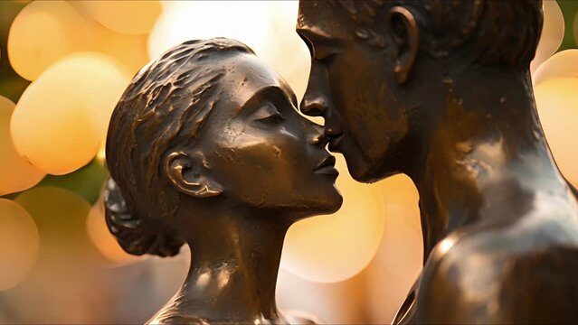 Closeup of a bronze sculpture capturing the emotion of forgiveness and reconciliation.