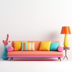 modern colorful living room with sofa and empty space for text or painting