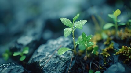 A detailed view of a plant with glistening water droplets. Perfect for showcasing the beauty of nature.