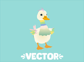 Vector duck cute pastel white blue green yellow purple pink animal