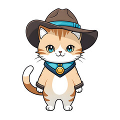 Cowboy Cat Illustration with Transparent Background