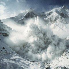 snow covered mountains, avalanche