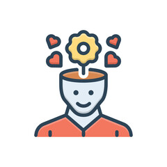 Color illustration icon for mindedness