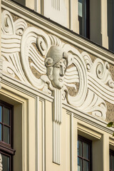 Detail of an Art Nouveau building in Riga, Latvia