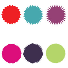 Set of starburst, sunburst badges, labels, stickers. Different shades of different color. eps file 6.