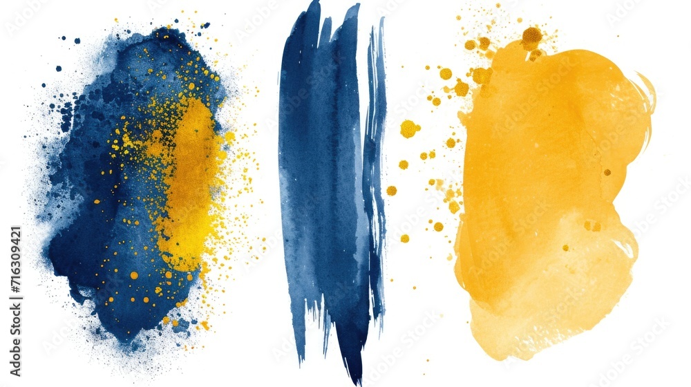 Poster a collection of four distinct paint strokes in various vibrant colors. perfect for adding a pop of c