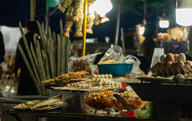 Snacks at Vietnamese street night markets. Street food.