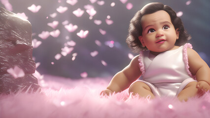 Fototapeta premium little girl in dress with hair