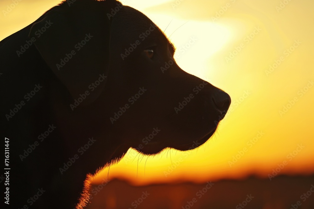 Poster a close-up shot of a dog with the sun shining in the background. perfect for adding warmth and joy t