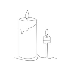 Candle continuous one line drawing  outline vector illustration
