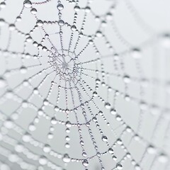 Close Up of Water Droplets on Spider Web, A Detailed Macro Shot of Natures Creation