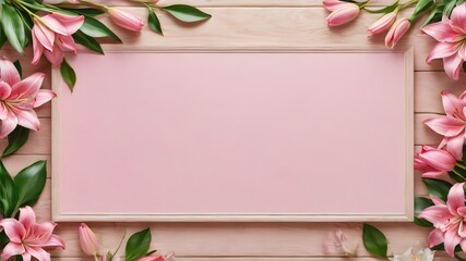  pink flowers on a wooden background, copy space, wedding invite,Happy Women's, Mother's, Valentine's Day, birthday greeting card design.