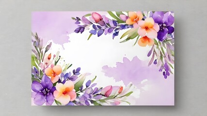 grunge paper for congratulation, invitation or memories scrapbook on the vintage background, purple flower 