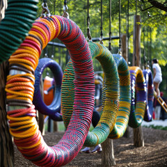 Reclaimed Ropes Coiled into Playgrounds
