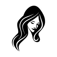 Elegant woman silhouette vector, modern female profile clipart, ideal for logos, beauty branding, and art projects