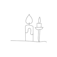 Candle continuous one line drawing  outline vector illustration
