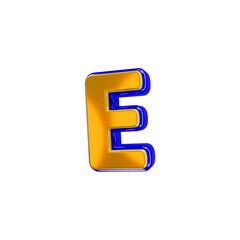 Fototapeta premium Glossy yellow alphabet with blue 3d letter e