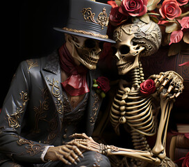 Halloween Skeleton Couple Tumbler Wrap   