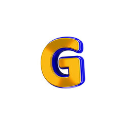 Glossy yellow alphabet with blue 3d letter g