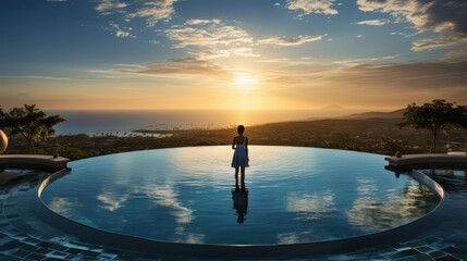 Fototapeta premium an infinity pool overlooking an amazing awe inspiring sea landscape