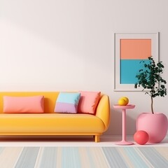 Fototapeta premium modern living room with sofa and colorful painting