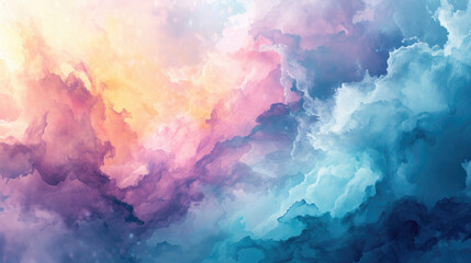 Soft pastel abstract watercolor background with a harmonious mix of pink, lavender and light blue - obrazy, fototapety, plakaty