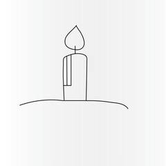 Candle continuous one line drawing  outline vector illustration
