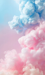 Swirls of pink and blue cotton candy in a dreamy pastel cloudscape.
