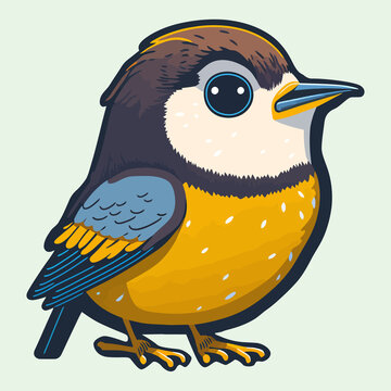 recommend clip art: Kawaii vector cartoon illustration of cute Titmouse bird.