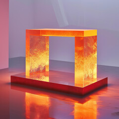 Implement Bureau in Glowing Coral Stage with Titanium Reflections