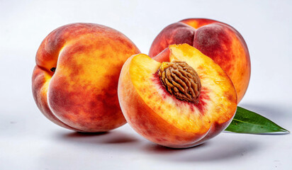 peaches,Nectarine fruit isolated on white background
