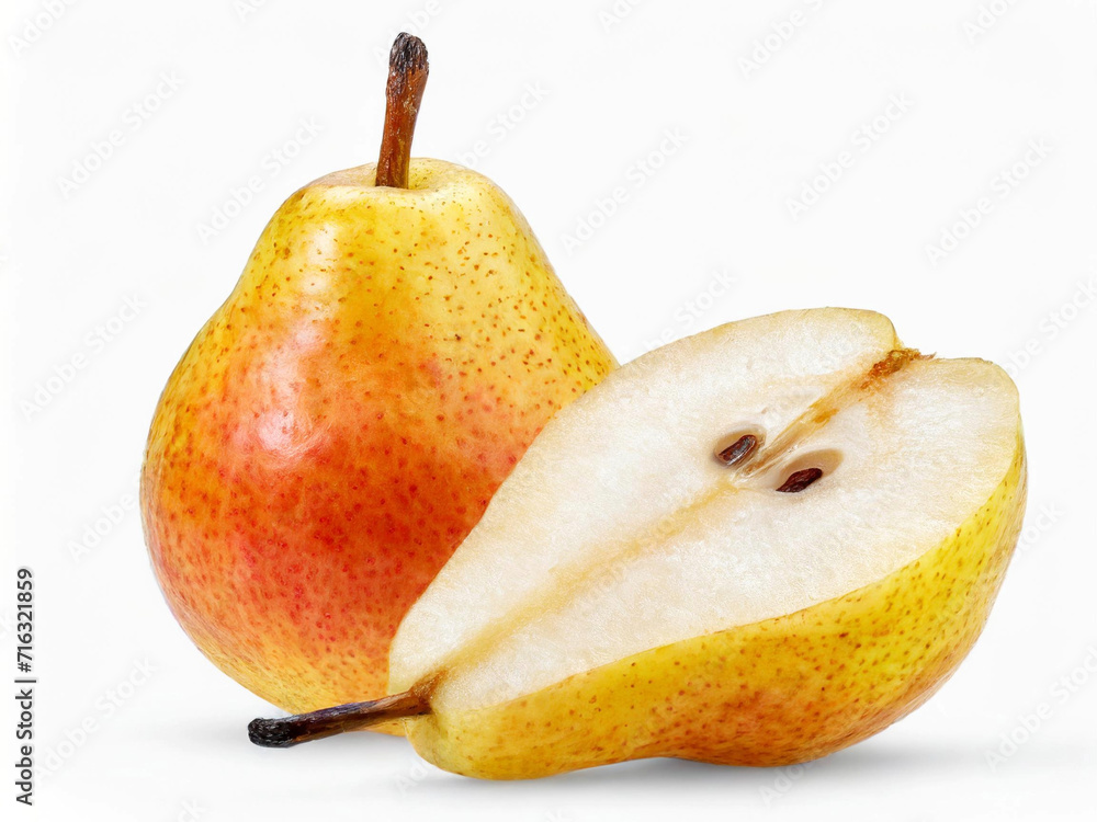 Wall mural pear fruit close up, high resolution images on a white background