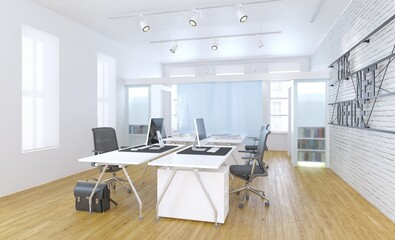 Naklejka na ściany i meble Modern office interior 3d